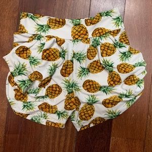 Ruched Sides Pineapple Cute Shorts